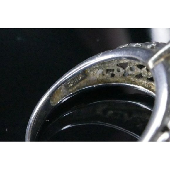 Sterling Silver Ring With Square Amethyst Gemstone & Ornate Filigree Design Size - Picture 5 of 11